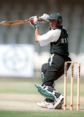 Saeed Anwar Junior of KRL time his shot to perfection