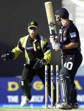 Skipper Craig McMillan bowled as Humayun Farhat watches