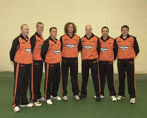The Yorkshire CCC first team squad bowlers line up