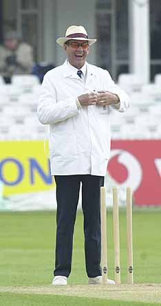 Umpire Palmer enjoys a moment