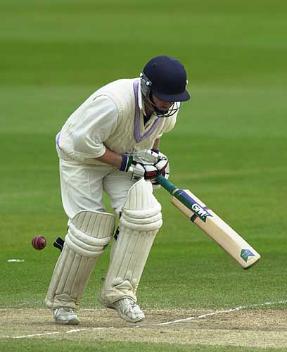 Ferley is struck midships from bowling from the Trent Bridge pavilion end