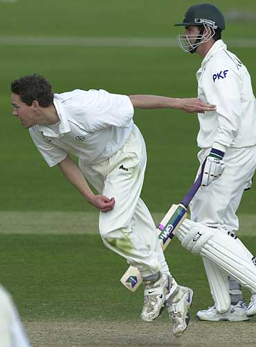 Mark Thorburn bowling from the pavilion end