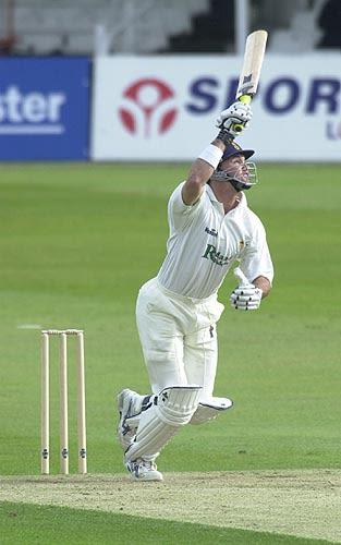 Derby opener Stubbings hoists the ball to be caught in the deep