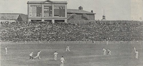 Maurice Tate bowling to 'Stork' Hendry, 2nd Test, 1928-29
