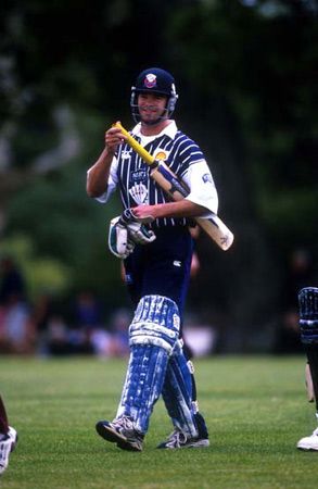 Nash leaves the field at the end of a Shell Cup innings in 1999/00.