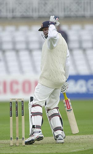 Jonathan Dakin has just gloved a delivery from Malik to be caught by Read for 6
