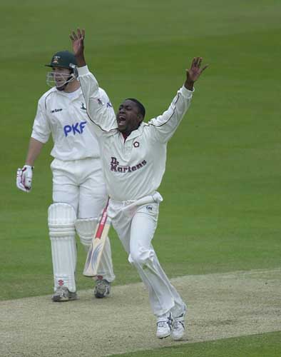 Ricky Anderson is confident that he has Bicknell out, but the umpire did not agree