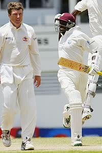 Vasbert Drakes of the West Indies celebrates their winning runs