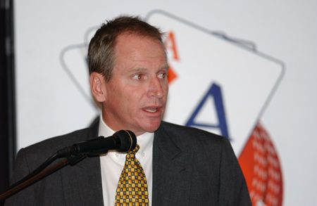 Auckland Cricket Association chief executive Crocker speaks. Auckland Cricket Association awards dinner at Auckland, 2 April 2003