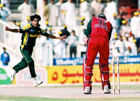 Douglas Marillier is clean bowled by Mohammad Sami