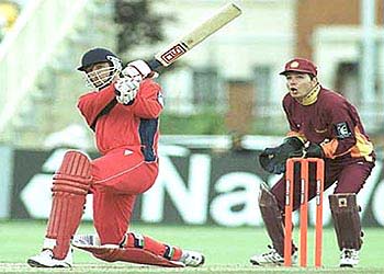 Watkinson pulls the ball over mid-wicket