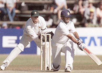 Tendulkar paddles a Brian Murphy delivery