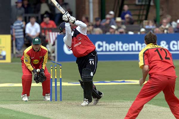 Adrian Dale is bowled by Carl Crowe during a Norwich Union League match