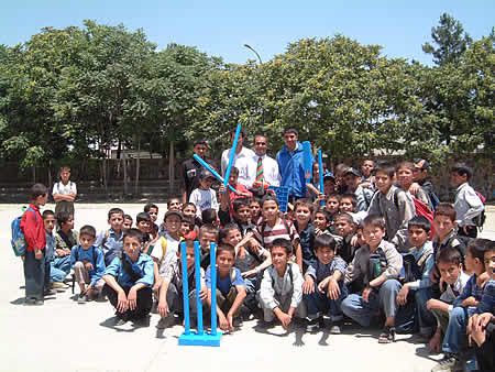 Isteqlal High School students and staff with Taj Malik, Abdul Khalil and Khalik Dad Noori