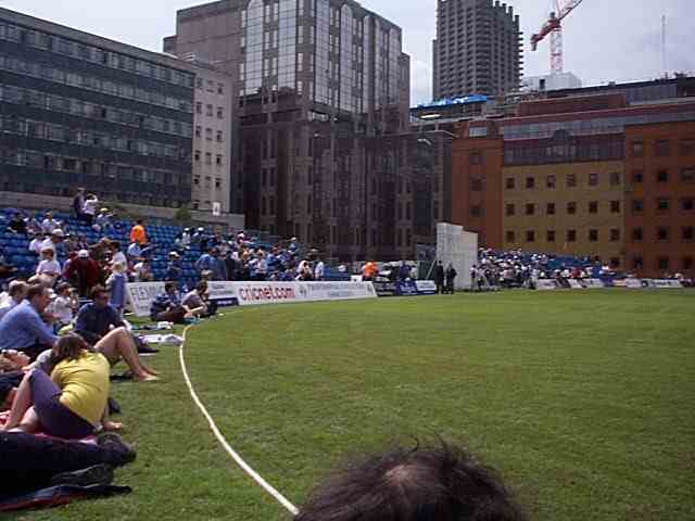 Crowds gather for the Malcolm Marshall Memorial game