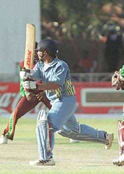Tendulkar heaves Nagamootoo to deep midwicket