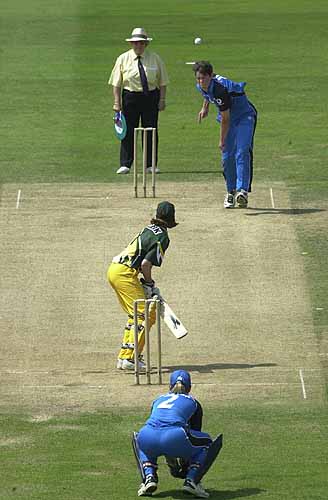 England's Pearson bowls from the Pavilion End to Clark