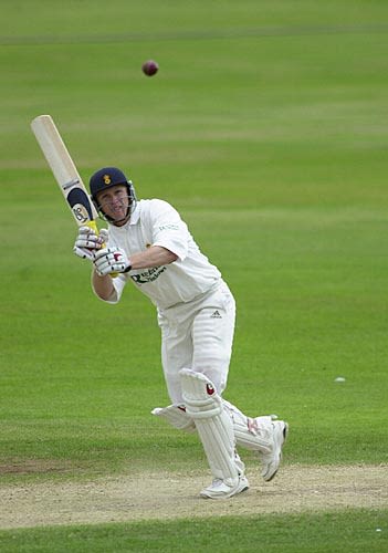 Andrew Gait lifts a delivery to reach his second half-century of the match