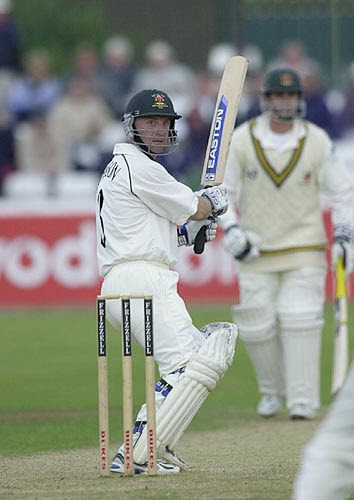 Notts opener Paul Johnson keeps a keen eye on a shot in the Notts second innings