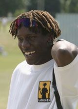 Henry Olonga wearing a Lashings shirt