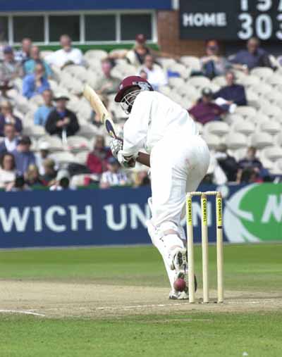 Franklyn Rose is lbw from this ball from Craig White