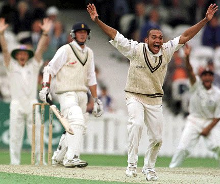 Gary Butcher traps Liam Wharton lbw
