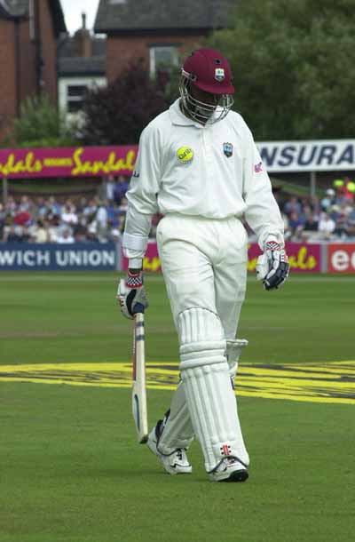 Adrian Griffith makes his way back to the pavillion
