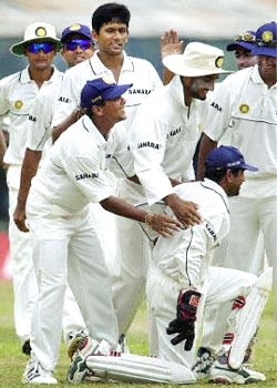Sameer Dighe is the toast of the team as the Indians celebrate