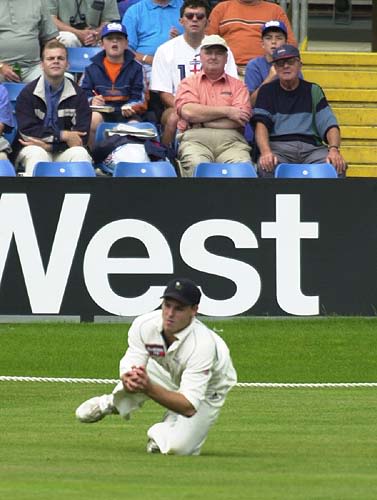 Lumb with a perfect catch as Brown is out for 9 runs.