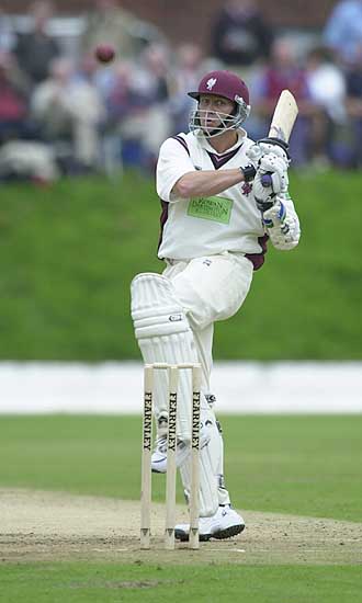 Michael Burns with an air shot in his first innings of 18