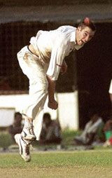 Travis Friend bowling against Bangladesh