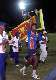 Sri Lanka celebrates, Australia v Sri Lanka, Aiwa Cup Final, 1999/00