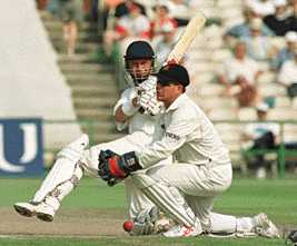 Martin Speight sweeps, Lancashire v Durham, County Championship, 1-4 Sept 1999
