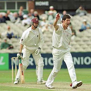 Mike Smethurst traps Rob Turner LBW
