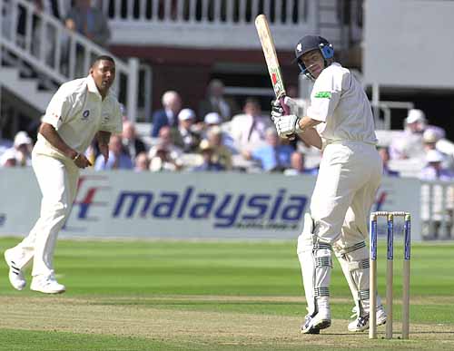 Peter Bowler turns a deFreitas delivery to the leg side for a single