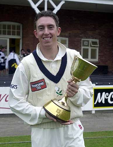 Simon Guy celebrating the CricInfo Championship success