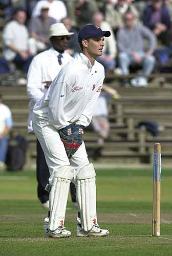 England prospect Jamie Foster at the stumps