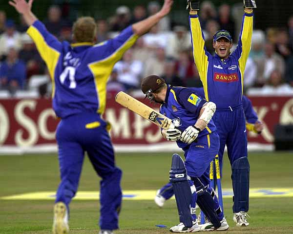 Brown is bowled by Dean for 9
