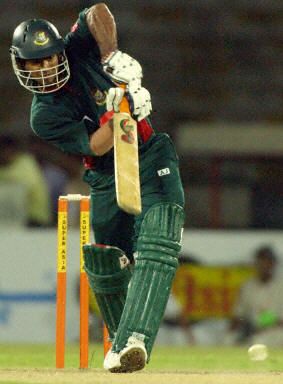 Hannan Sarkar plays an on-drive on his way to a fifty