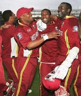 West Indies celebrate the win