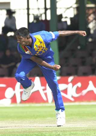 Wickremasinghe bowling against the Windies