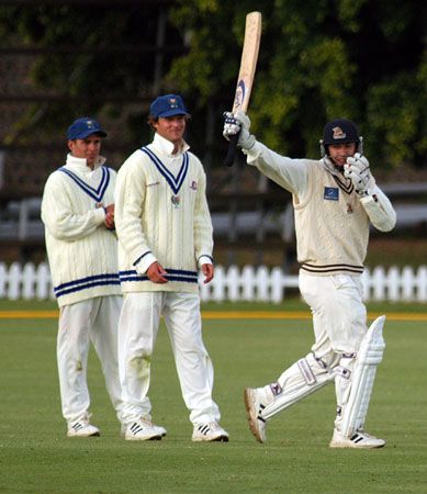 Border's Craig Sugden celebrates his century against WP at Bellville