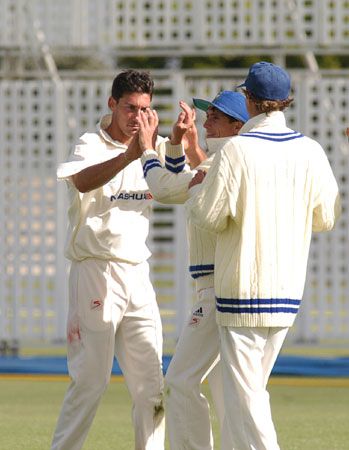 WP's Quinton Friend celebrates the wicket of Pieter Strydom against Border at Bellville