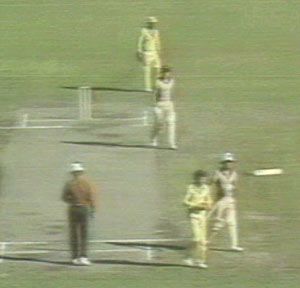 Trevor Chappell walks off after his infamous underarm delivery to Brian McKechnie