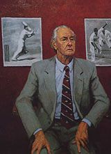 Michael Corkrey's painting of Keith Miller which hangs in the pavilion at Lord's