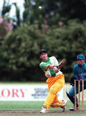 Bronwyn Calver hits a lofted drive