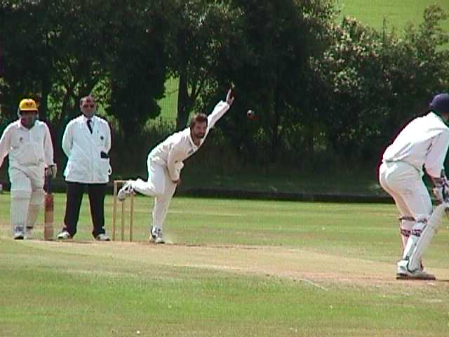 Opening the bowling at Thorneyholme Road Accrington