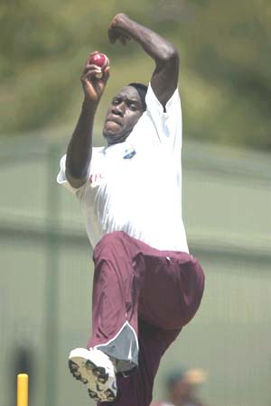 Stuart bowling during training