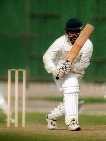 Akhtar Sarfraz playing a shot towards leg