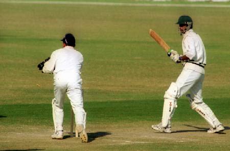 Alec Stewart stumps Kashif Raza
